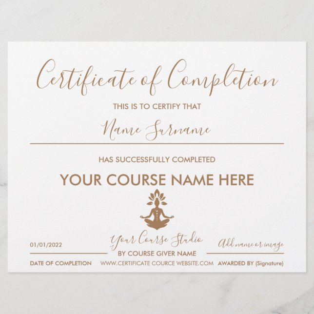 certificado de conclusão de yoga (Frente)