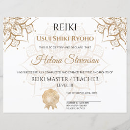 Certificado de conclusão de Yoga em Reiki