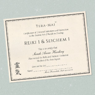 Certificado de conclusão de Yoga em Reiki
