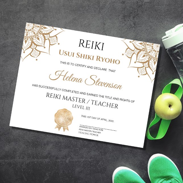 Certificado de conclusão de Yoga em Reiki (Criador carregado)
