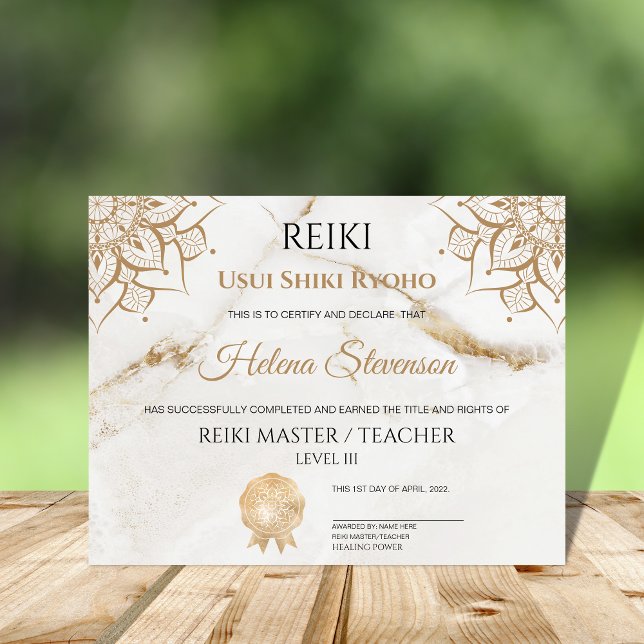Certificado de conclusão de Yoga em Reiki (Criador carregado)