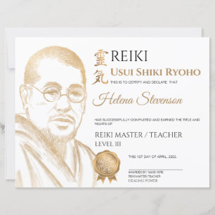 Certificado de conclusão de Yoga em Reiki