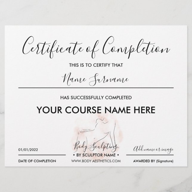 Certificado de conclusão do Bronzer de Contorno do (Frente)