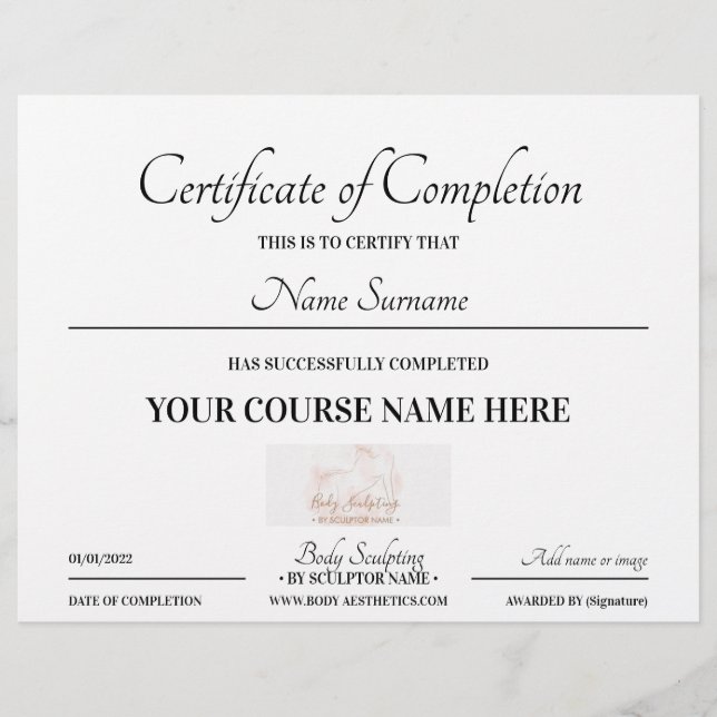 Certificado de conclusão do curso básico online (Frente)