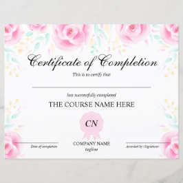 Certificado de conclusão do curso de Prêmio