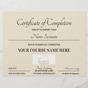 certificado de conclusão do curso online bege