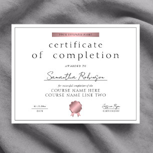 Certificado de Conclusão do Curso Prêmio Chic Rose