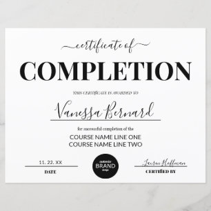 Certificado de conclusão do curso Prêmio com logot