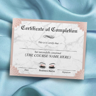 Certificado de conclusão do Prêmio Eyelash Salon