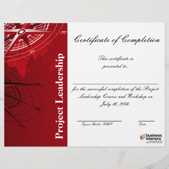 Certificado de conclusão do workshop de liderança (Frente)