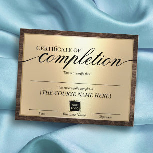 Certificado de conclusão Dourado e Prêmio de madei