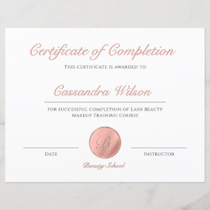 Certificado de conclusão Dourado Elegante de Rosa