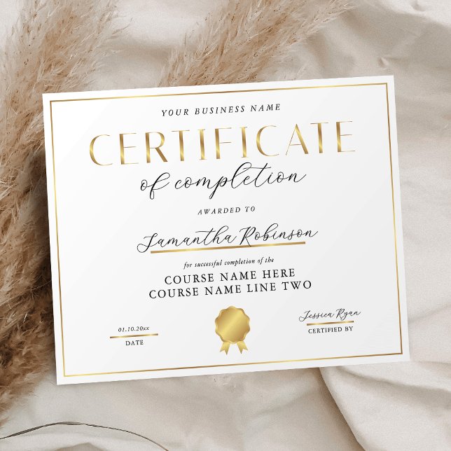 Certificado de Conclusão Elegante Medalha de Ouro  (Criador carregado)