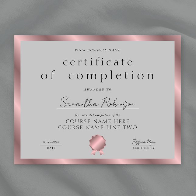 Certificado de Conclusão Empresa Prêmio Rose Gold (Criador carregado)