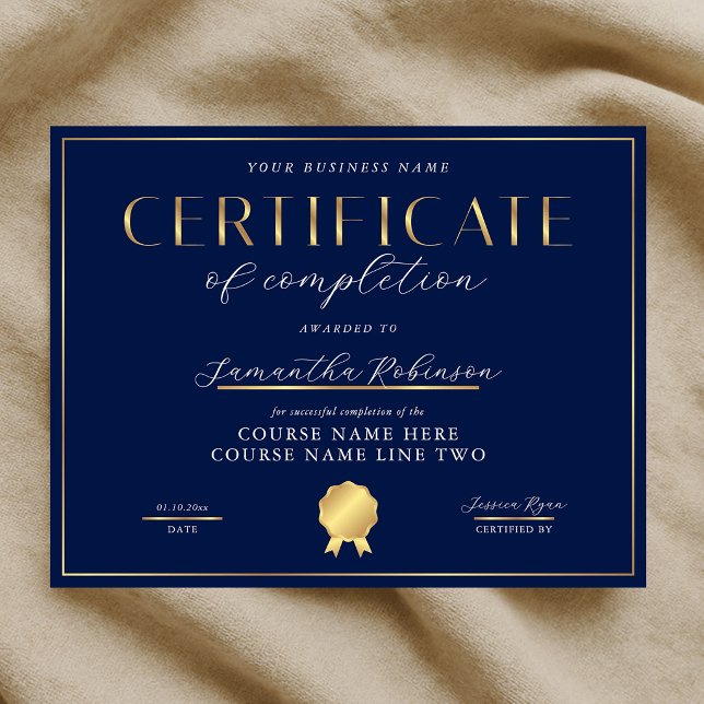 Certificado de Conclusão Marinho e Prêmio de Medal (Criador carregado)