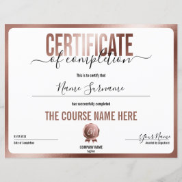 Certificado de conclusão mínimo simples