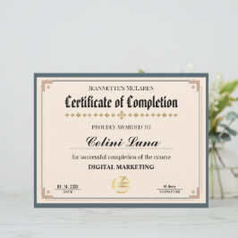 Certificado de Conclusão Moderno Verde e Dourado