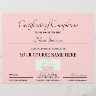 Certificado de conclusão on-line de curso rosa par