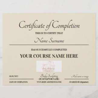 Certificado de conclusão online de curso bege