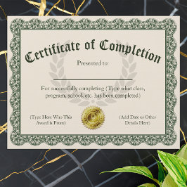 Certificado de conclusão, personalizável 8,5x11