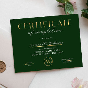 Certificado de Conclusão Prêmio Logotipo Verde e D