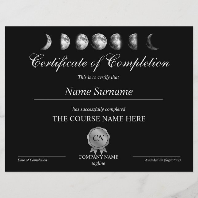 Certificado de Conclusão Prêmio Yoga Moon (Frente)