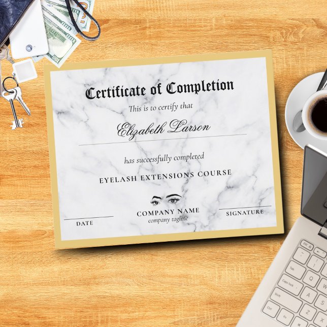 Certificado de Conclusão Proficiência Tema Mármore (Criador carregado)