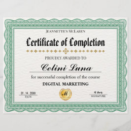 Certificado de Conclusão Verde Elegante - Moderno