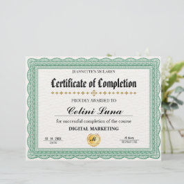 Certificado de Conclusão Verde Elegante - Moderno