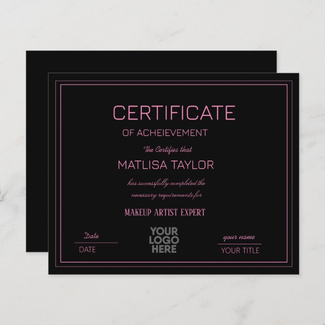 Certificado de Conquista de Conclusão de Premiação (Frente/Verso)