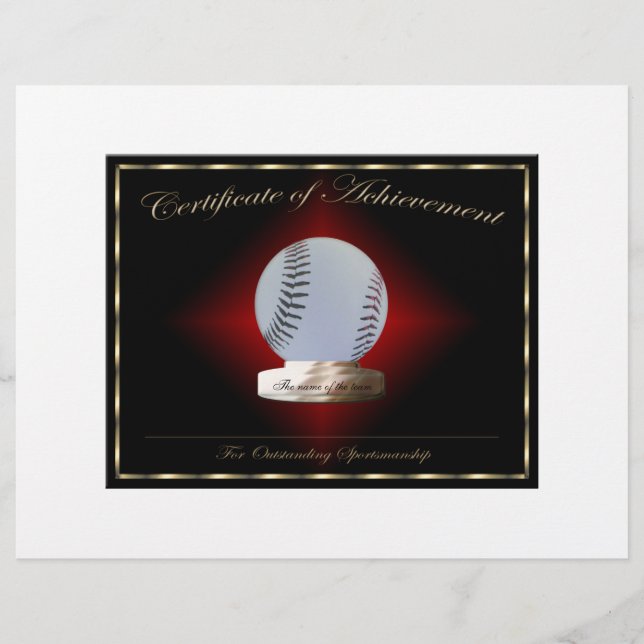 Certificado de Conquista do Baseball (Frente)