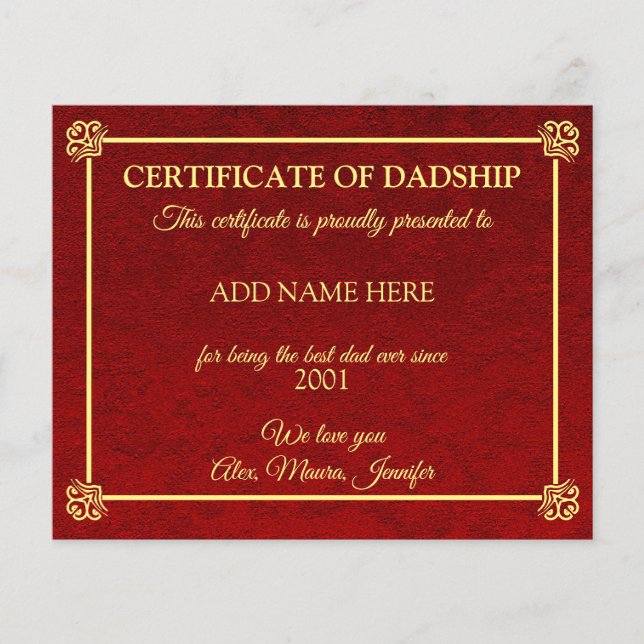 Certificado de Dadship (Frente)