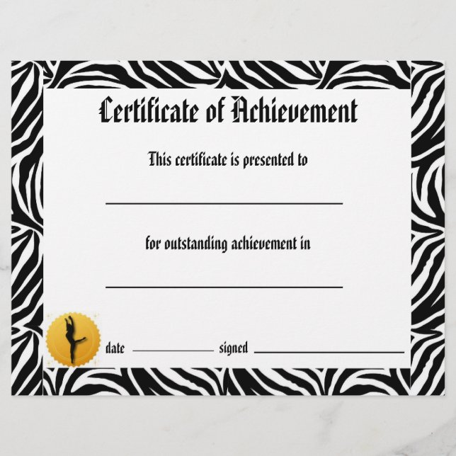 Certificado de Dança de Êxito - Zebra Lírica (Frente)