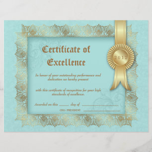 Certificado de Excelência Diploma Dourado Azul
