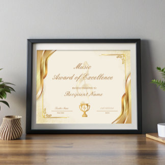 Certificado de Excelência em Música para Estudante