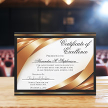 Certificado de Excelência Fitas Pretas Douradas