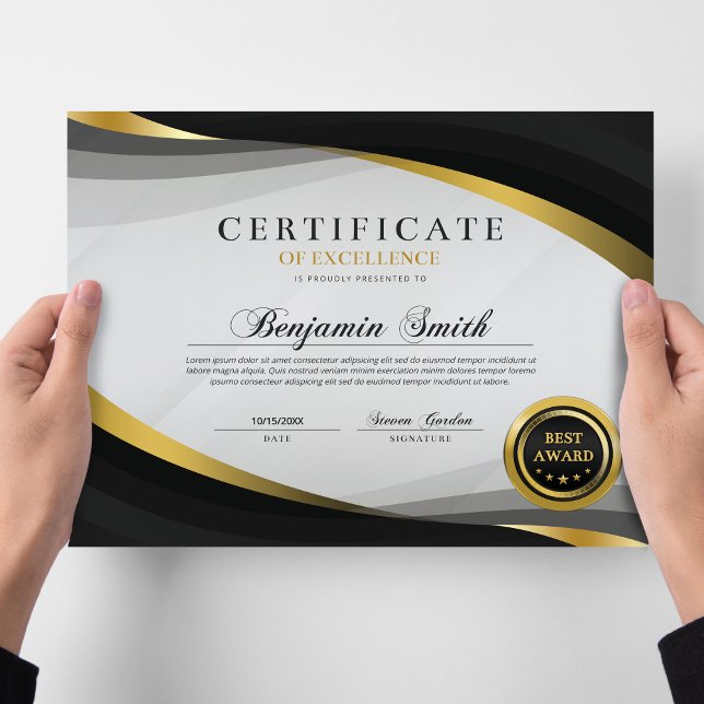 Certificado de Excelência Prêmio Black & Gold (Criador carregado)