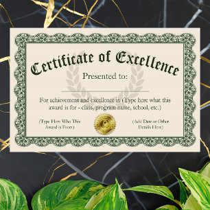 Certificado de excelência, Prêmio personalizáve