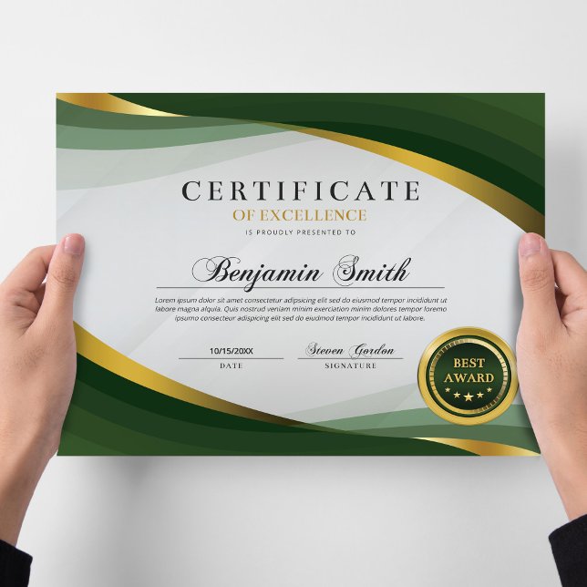 Certificado de Excelência Prêmio Verde e Dourado (Criador carregado)