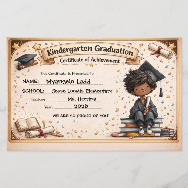Certificado de Graduação de Jardim de Infância Div (Frente)