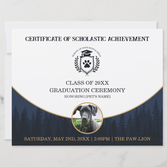 Certificado de Graduação de Pet Diploma de Treinam (Frente)