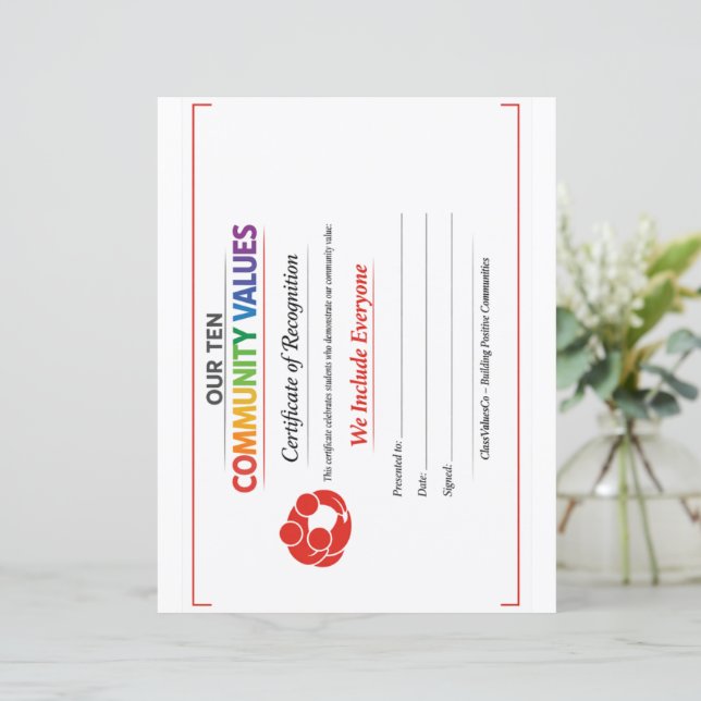 Certificado de Inclusão de Valor Papel Carta Folha (Em pé/Frente)