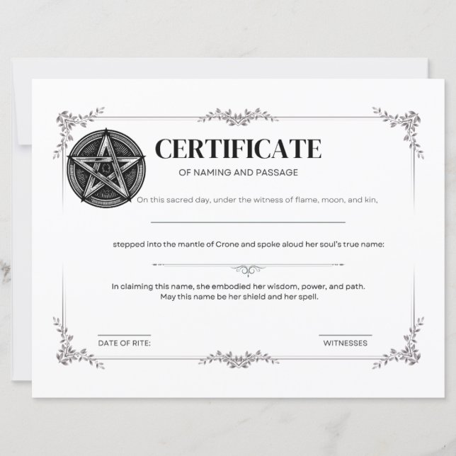 Certificado de Nomeação e de Passagem (Frente)