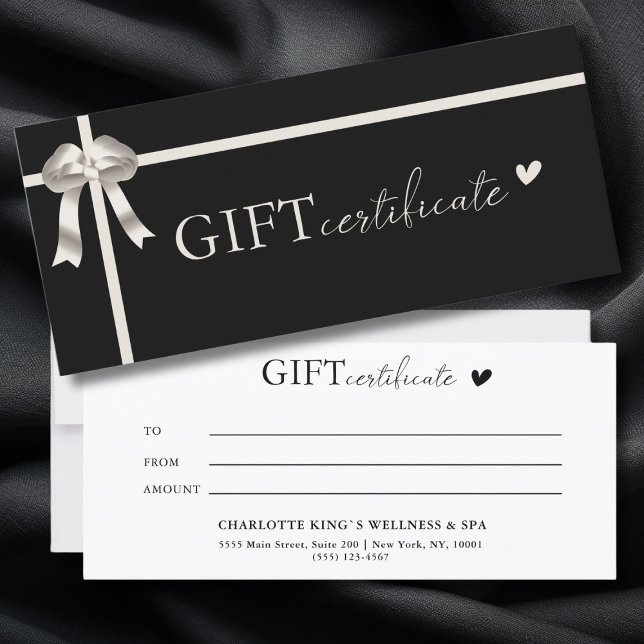 Certificado de oferta comercial específico do clie (Customer specific, Luxury, Elegant, Ribbon, Salon, Black Business Gift Certificate.)