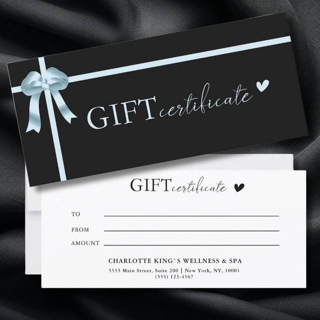 Certificado de oferta comercial específico do clie (Customer specific, Luxury, Elegant, Ribbon, Salon, Black Business Gift Certificate.)