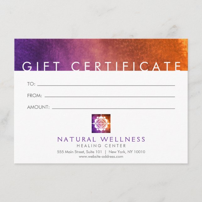 Certificado de Oferta de Bem-Estar Roxo Abstrato m (Frente)