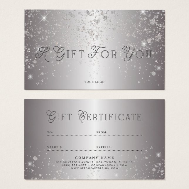 Certificado de Oferta de Glitter Comercial de Silv (Frente & Verso)