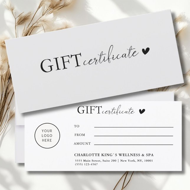 Certificado de oferta de logotipo específico do cl (Customer specific, Logo Business Gift Certificate)