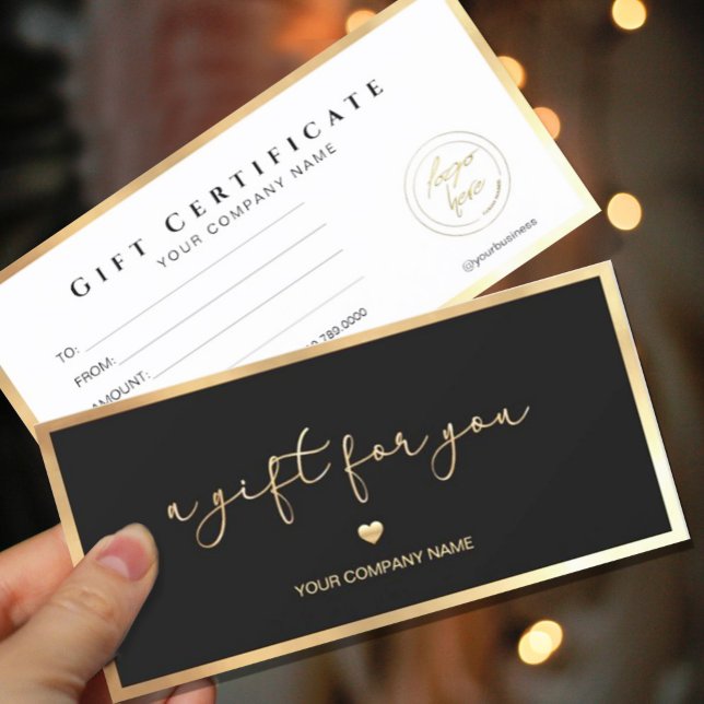 Certificado de oferta de logotipo para adição de p (#giftcertificate #goldframegiftcard #giftcard #Christmas #holiday #newyear #caligraphic #goldfoil )