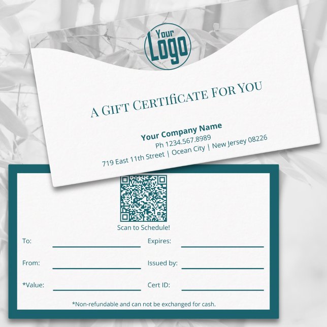 Certificado de oferta de logotipo sofisticado de t (Sophisticated Life Coach Logo Gift Certificate, To, From, Value, Expiry, By, Tracking ID, QR-code)